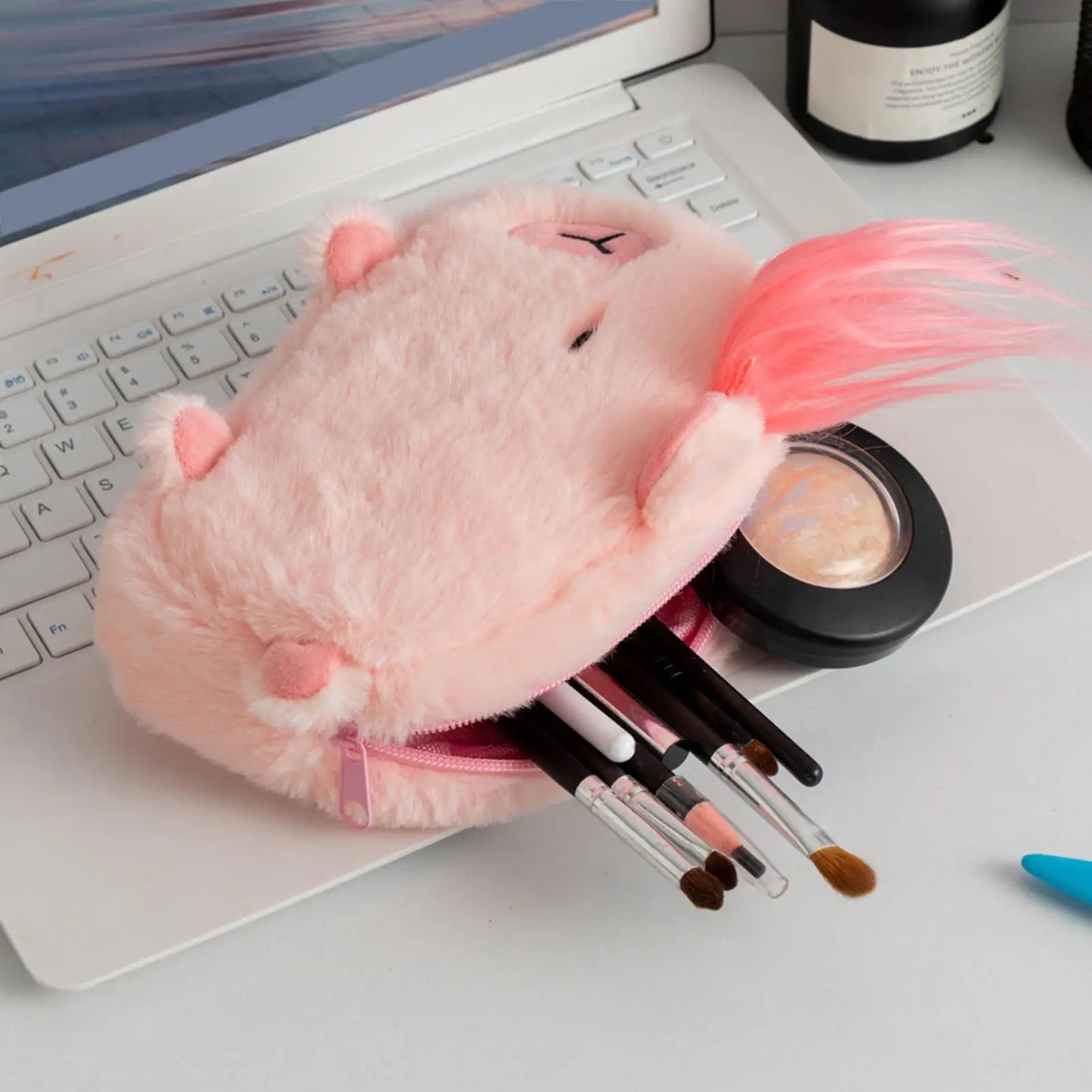 Plush Capybara Pencil Case – Large Capacity Stationery Pouch