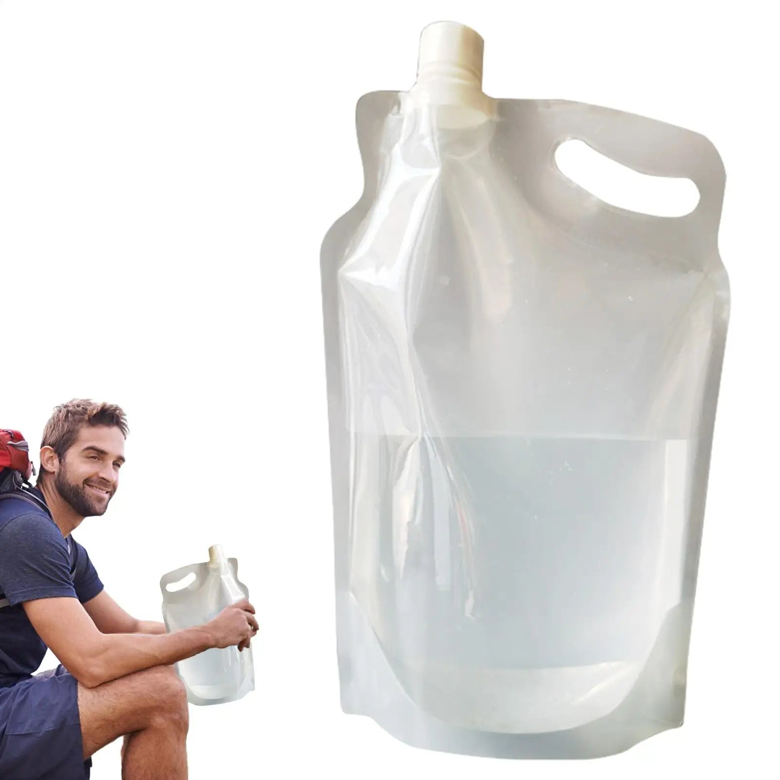 Foldable Water Bag 2L Transparent Reusable Drinking Water Container for Hiking Backpacking, Leakproof Travel Sports Bottle Peaceful Pleasures Health and Wellness