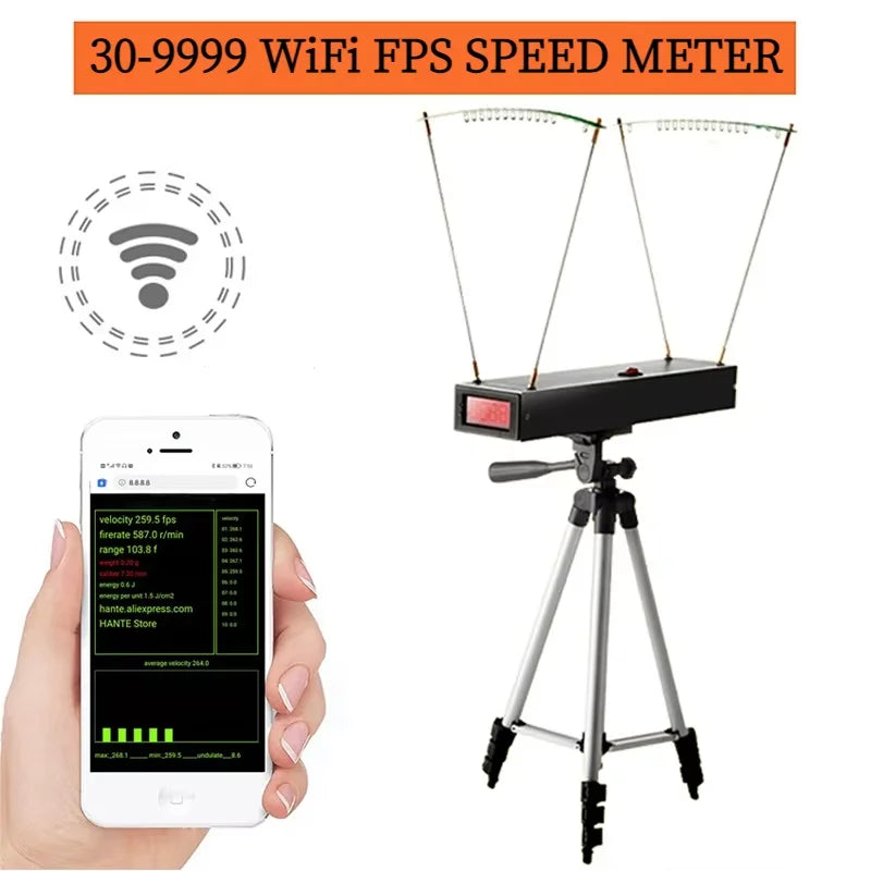 New Speed Meter 30-9999 FPS Speed Meter for Shooting Chronograph Speed Meter Velocimetry Slingshot Bullet Speed Measuring Tools Peaceful Pleasures Health and Wellness Wifi With Tripod 1