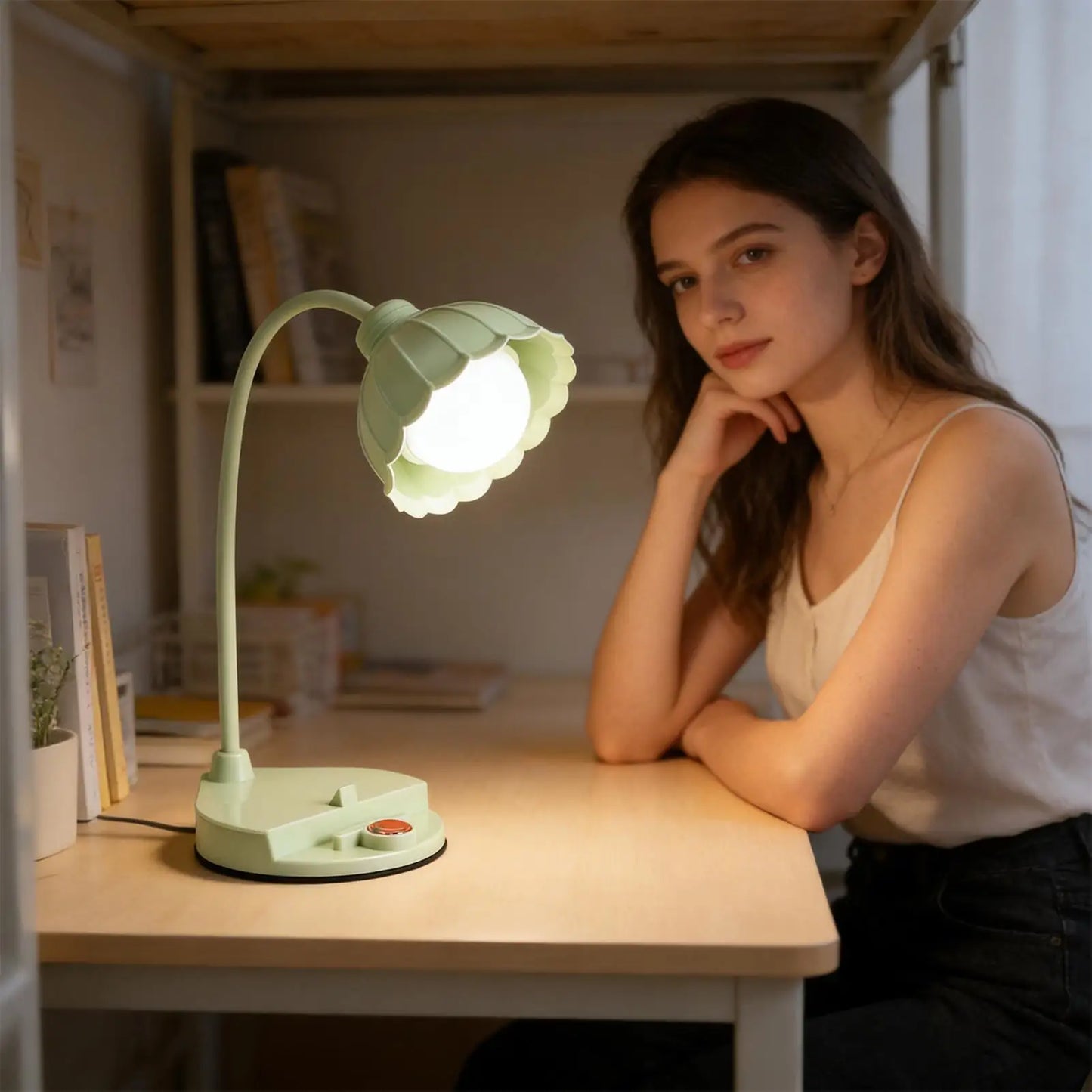Cute Flower Desk Lamp – Rechargeable Dimmable LED Table Lamp
