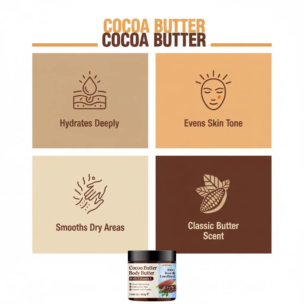 200g/7.05OZCocoa butter 100% RawUltra-Moisturizing Butter to Deeply Hydrate & Condition Skin, Promotes Smooth Skin Tone&Texture Peaceful Pleasures Health and Wellness