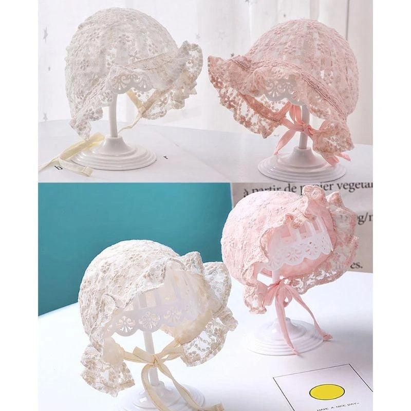 Lace Newborn Baby Sun Hat | Soft Cotton Bonnet 0–6 Months