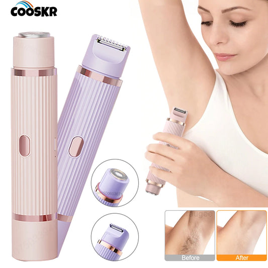 Electric Shaver Bikini Trimmer Rechargeable Double Head Facial Mustache Hair Remover for Women Body Leg Underarm Electric Razor Peaceful Pleasures Health and Wellness