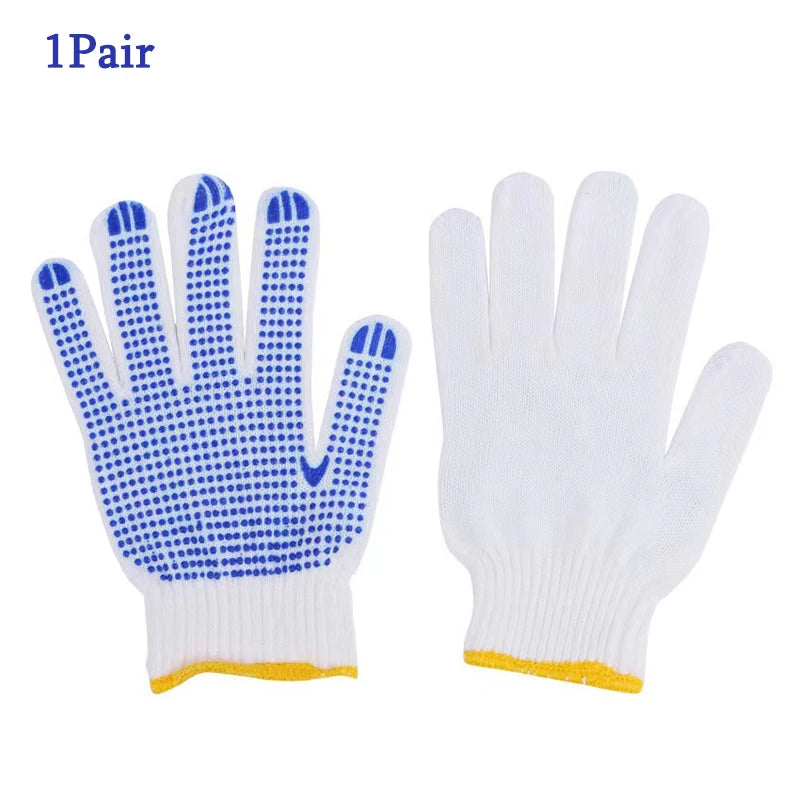 1/3/5 Pairs Work Gloves With Anti Slip Grip, PVC Dots Safety Cotton Protection ,For Painter, Mechanic Industrial Construction Peaceful Pleasures Health and Wellness Blue 1Pairs