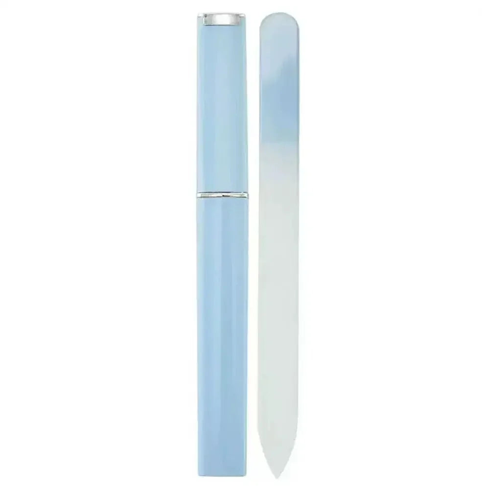 Crystal Glass Nail File with Case — Double-Sided Polish Nail Art Tools Peaceful Pleasures Health and Wellness blue