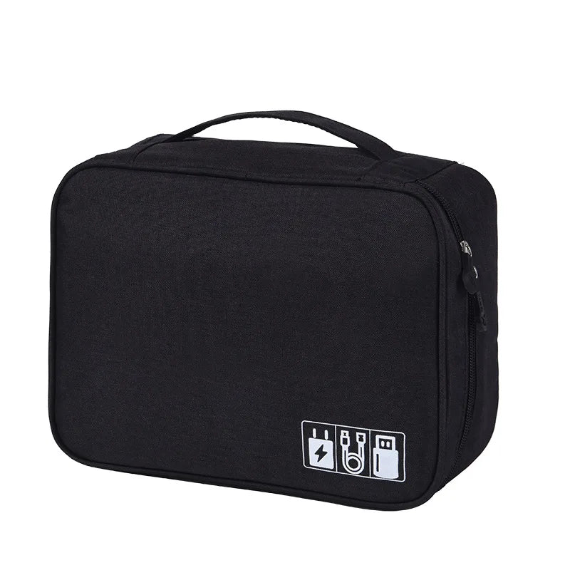 Cable Management Organizer Cable Winder Digital Product Storage Bag Phone Cord Protector Zipper Pouch Case Accessories Supplies Peaceful Pleasures Health and Wellness Black Large
