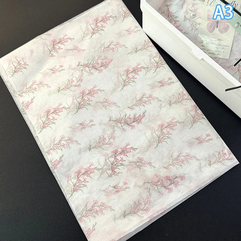 Tulip Print Tissue Paper – Floral Gift Wrapping, 10 Sheets Floral Tissue Paper Peaceful Pleasures Health and Wellness A3