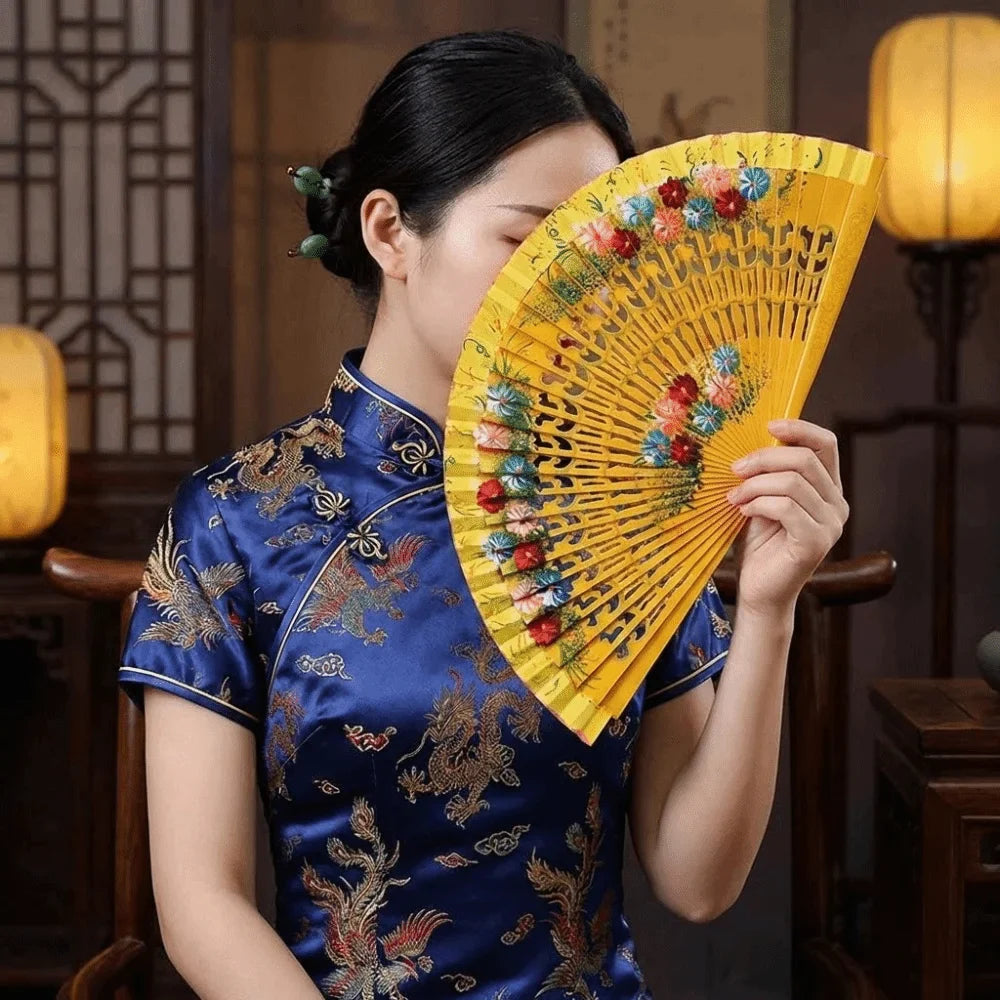 Hand-Painted Chinese Folding Fan | Decorative Antique Style