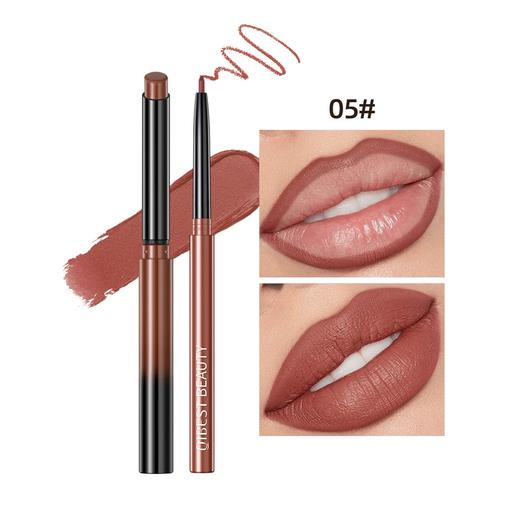QIBEST Matte Lipliner Pencil Lipstick Sets Nude Pink Red Contour Tint Lipstick Waterproof Lasting Lip Liner Pen Lips Makeup Kits Peaceful Pleasures Health and Wellness 05
