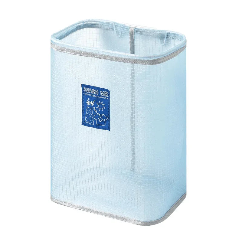 New Large Capacity Foldable Dirty Clothes Basket for Household Wall Mounted Mesh Bathroom Drainage and Moisture Prevention Boxes Peaceful Pleasures Health and Wellness Blue