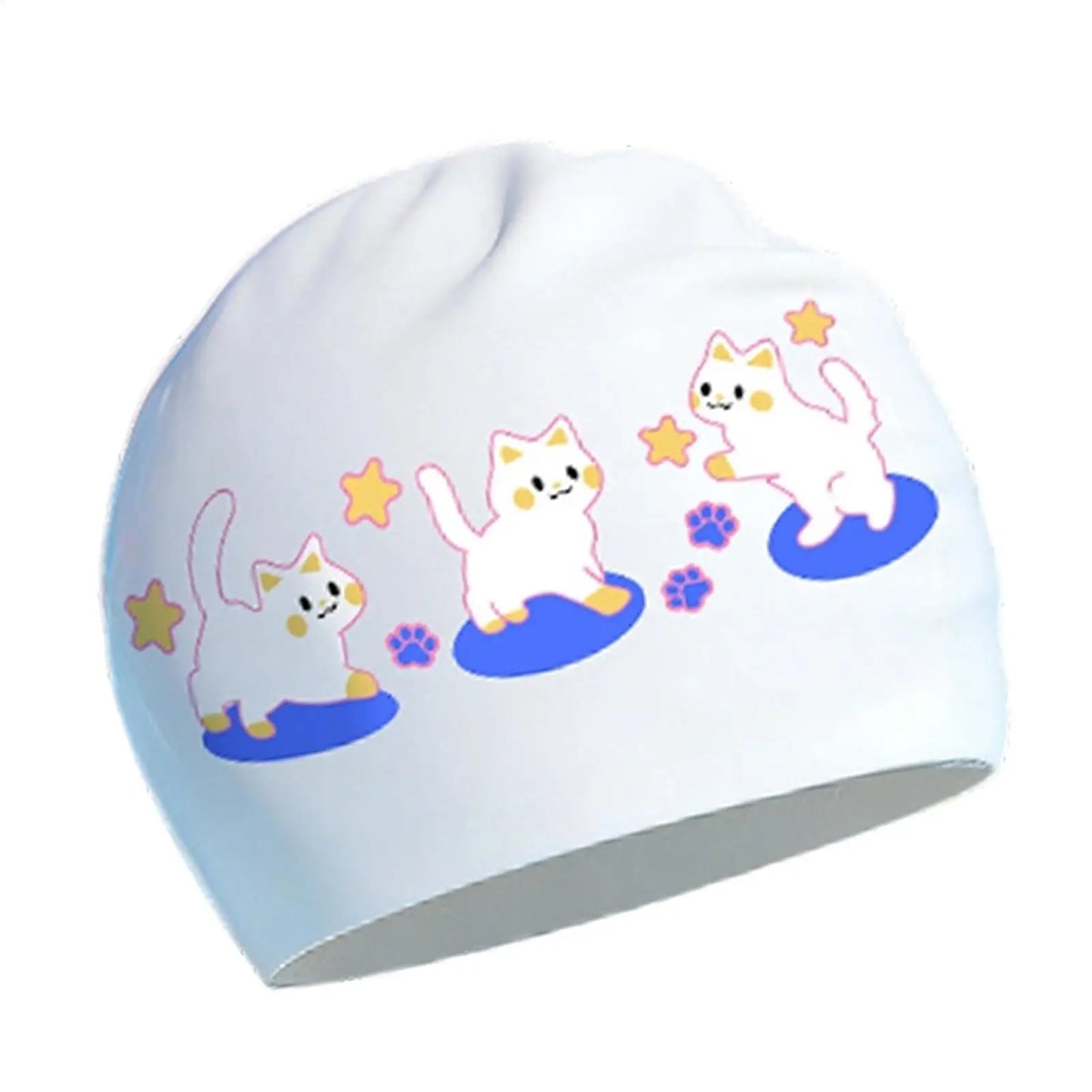 Women's Printed Silicone Swim Cap – Large, Long Hair & Ear Cover