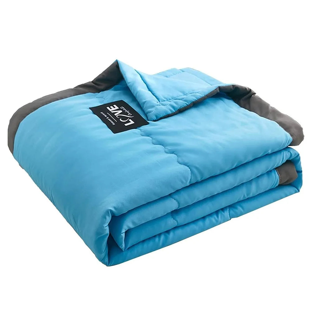 New Double Sided Cooling Blanket Skin-Friendly Breathable Conditioning Quilt Cold Effect Spring Summer Cooler Quilt Peaceful Pleasures Health and Wellness Lake Blue--140x200cm