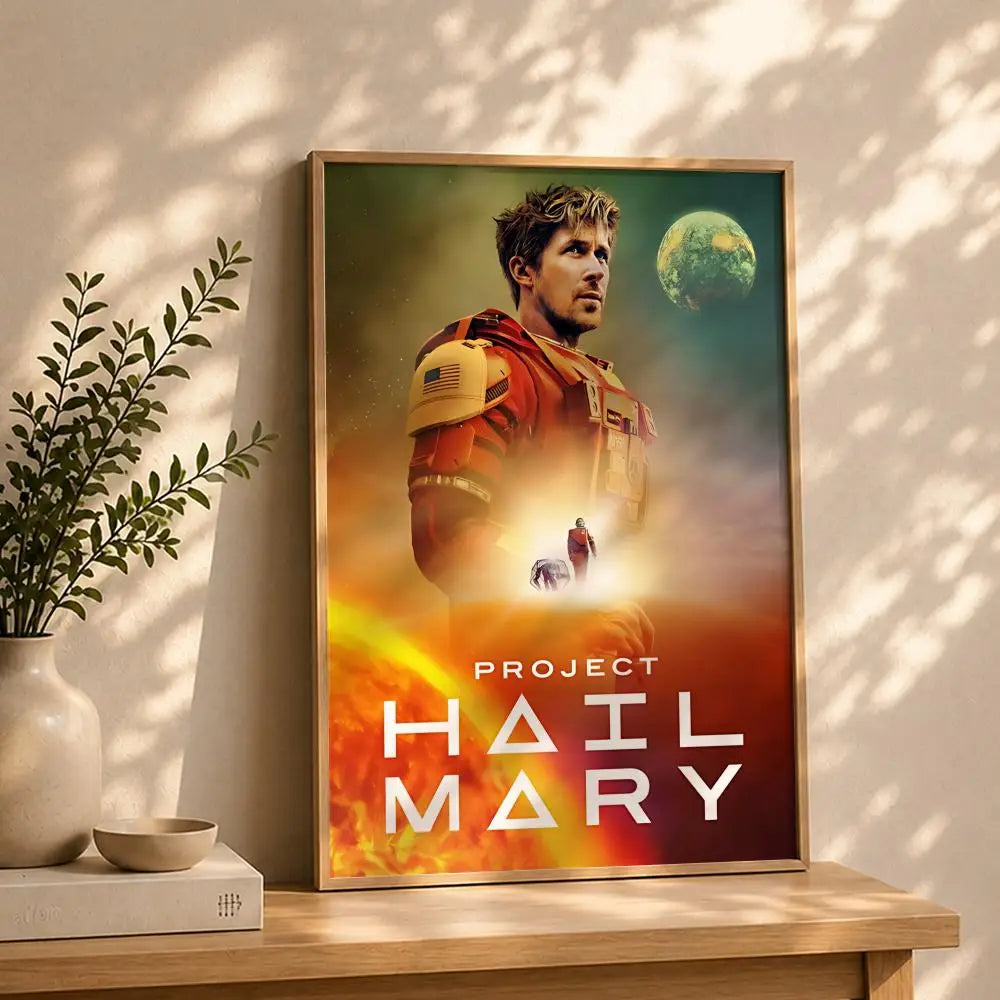 Movie-Project Hail Mary Poster HD Self Adhesive Waterproof Wall Art Ideal for Home Office Dorm Bedroom Great Gift Peaceful Pleasures Health and Wellness White13 30X40cmNoframe