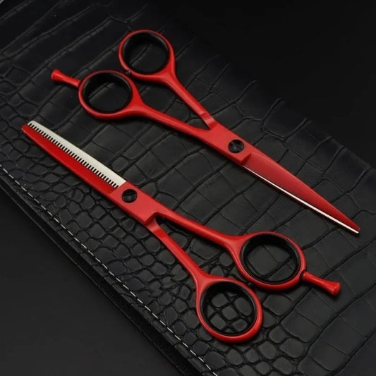 Hair Scissors Cutting+Thinning Set Salon Shears Barber Scissors Shop 6 Inch Hairdressing Scissors Professional High Quality Red Peaceful Pleasures Health and Wellness