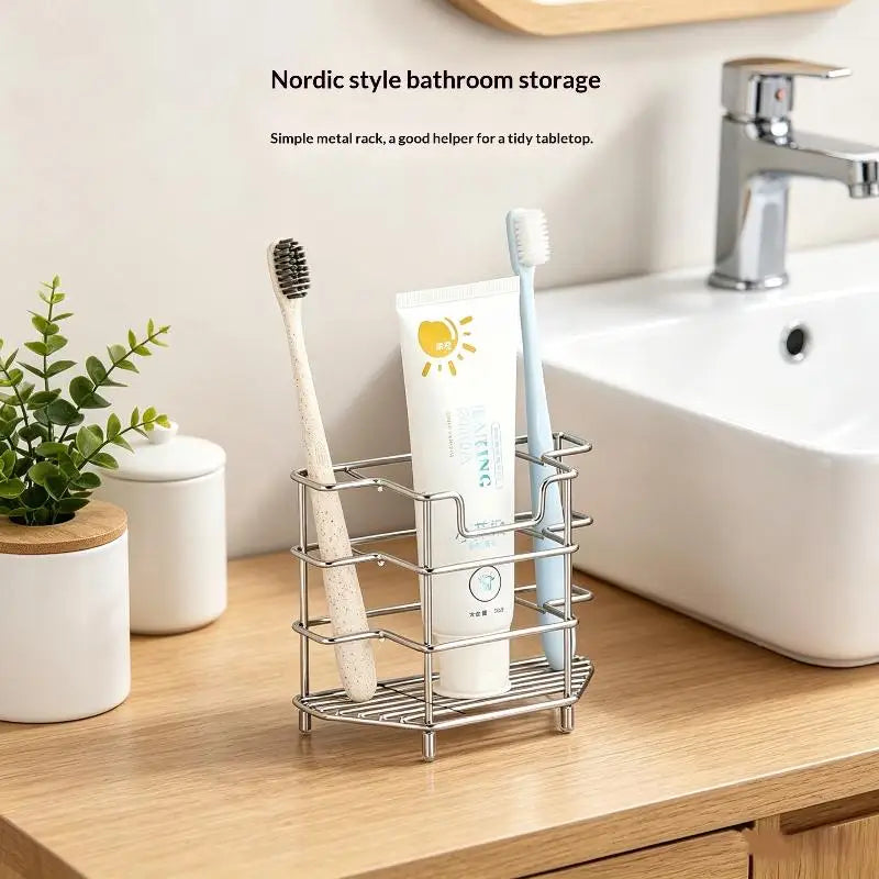 Stainless Steel Toothbrush Holder & Bathroom Organizer Bathroom Organizer Peaceful Pleasures Health and Wellness