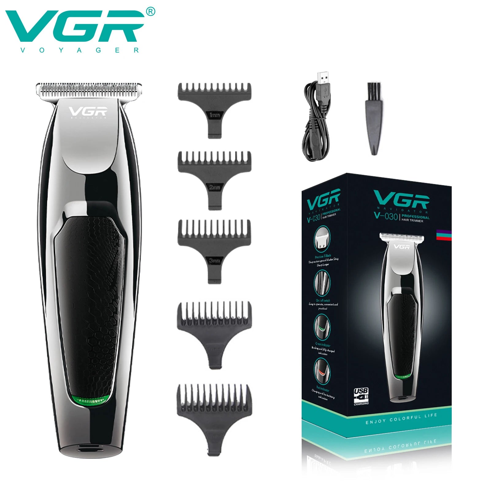 VGR 030 Hair Trimme Professional Haircut Machine Cordless Hair Cutting Machine Electric Barber Hair Clipper Clipper for Men Peaceful Pleasures Health and Wellness 030 usb