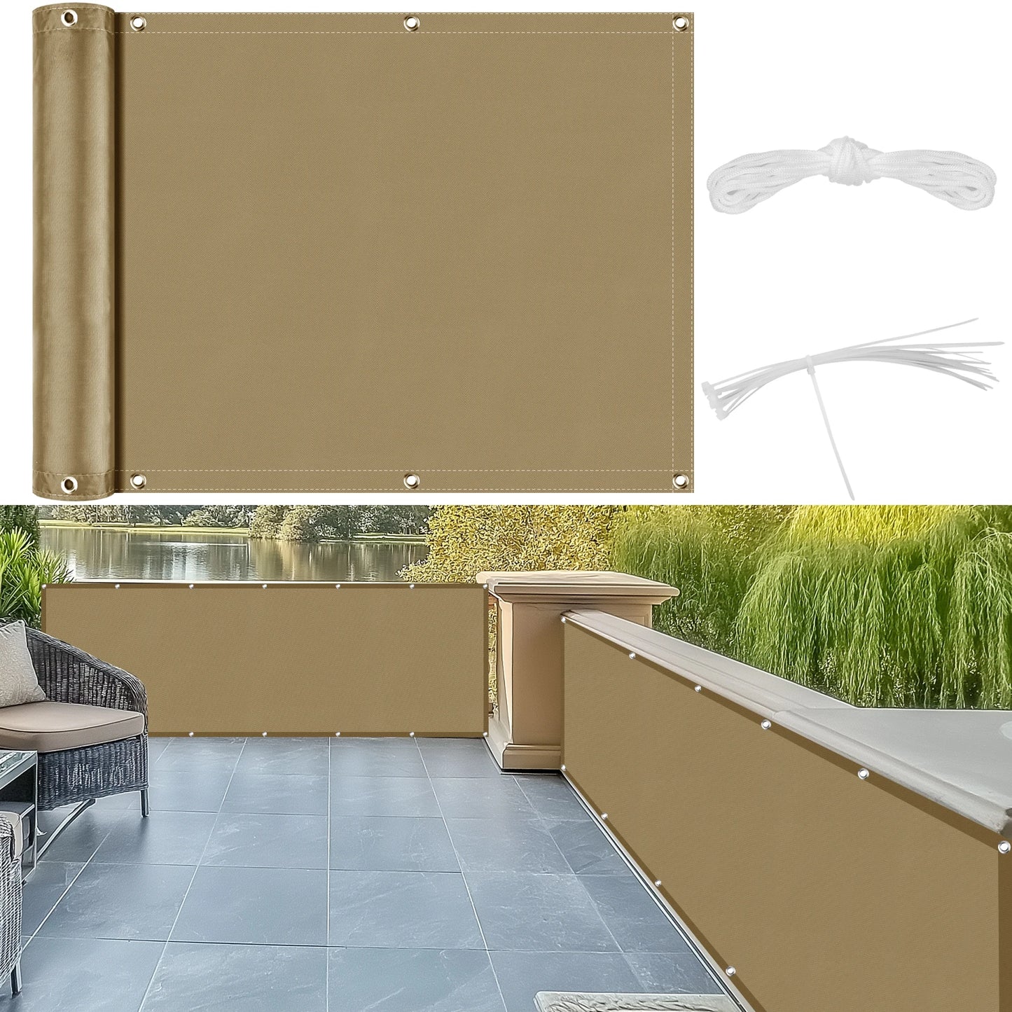Waterproof Balcony Privacy Screen | UV & Wind Protection