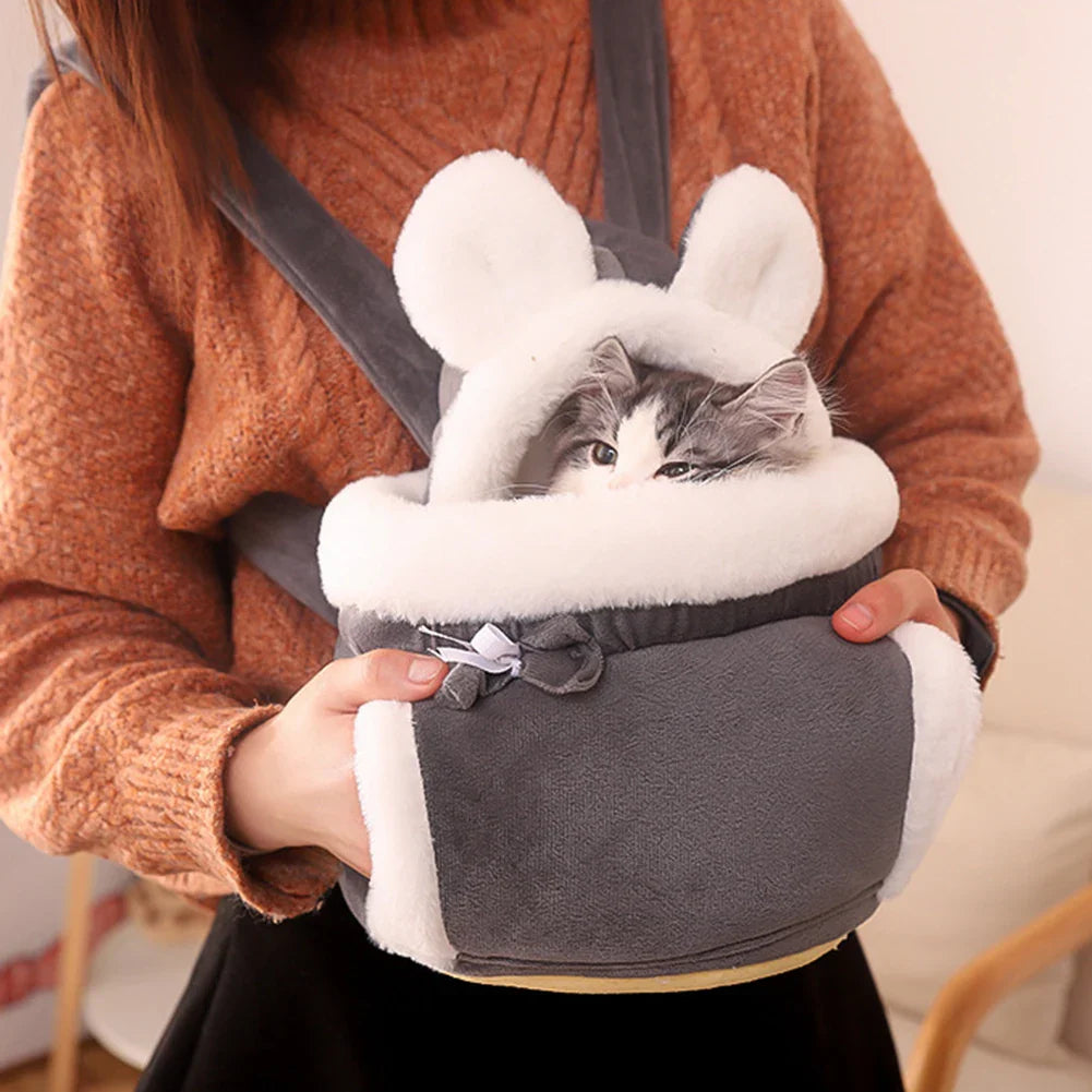 Cozy Plush Cat Carrier Backpack | Warm Travel Bag for Pets