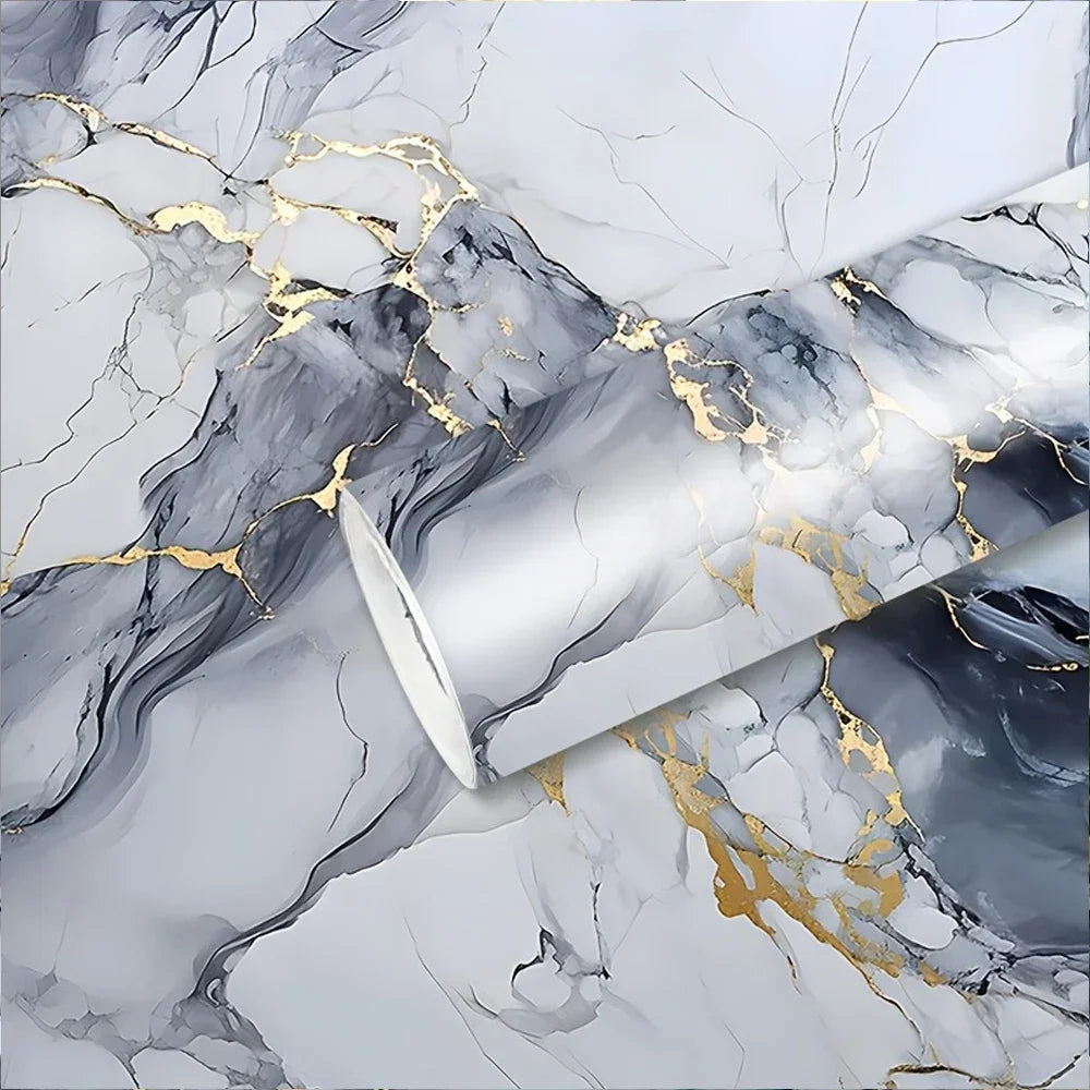 Marble PVC Self-Adhesive Wallpaper 40cm – Waterproof Kitchen Sticker
