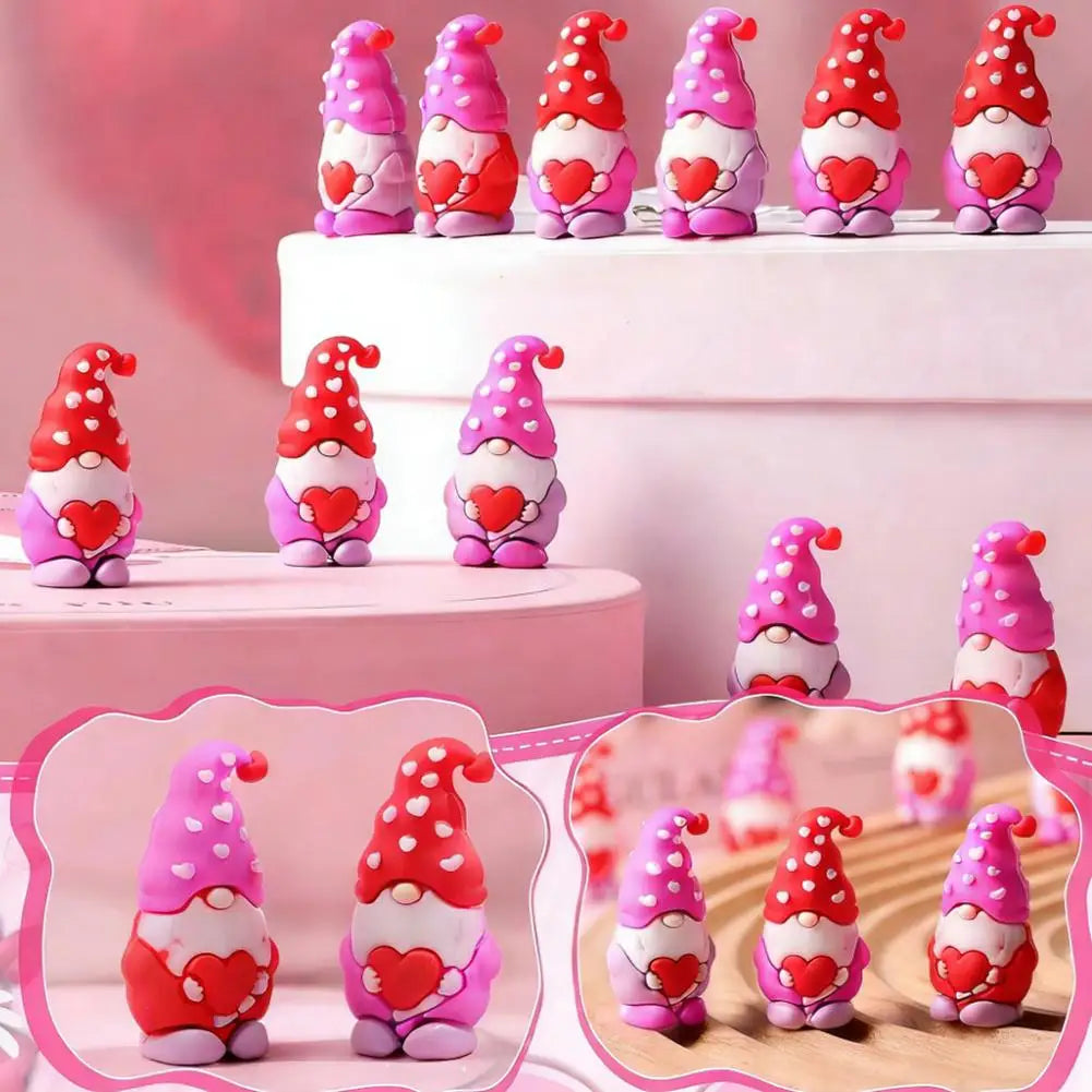 Heart Gnome Valentine Mini Figurines | Cute Décor Set 15–50 Pcs