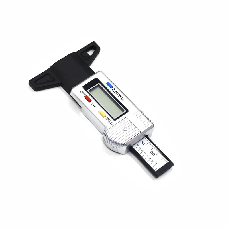 The Electronic Measuring Ruler Indicates That The Precise Range of The Tire Tread Depth Gauge Is 0 - 25 Millimeters Peaceful Pleasures Health and Wellness Silver