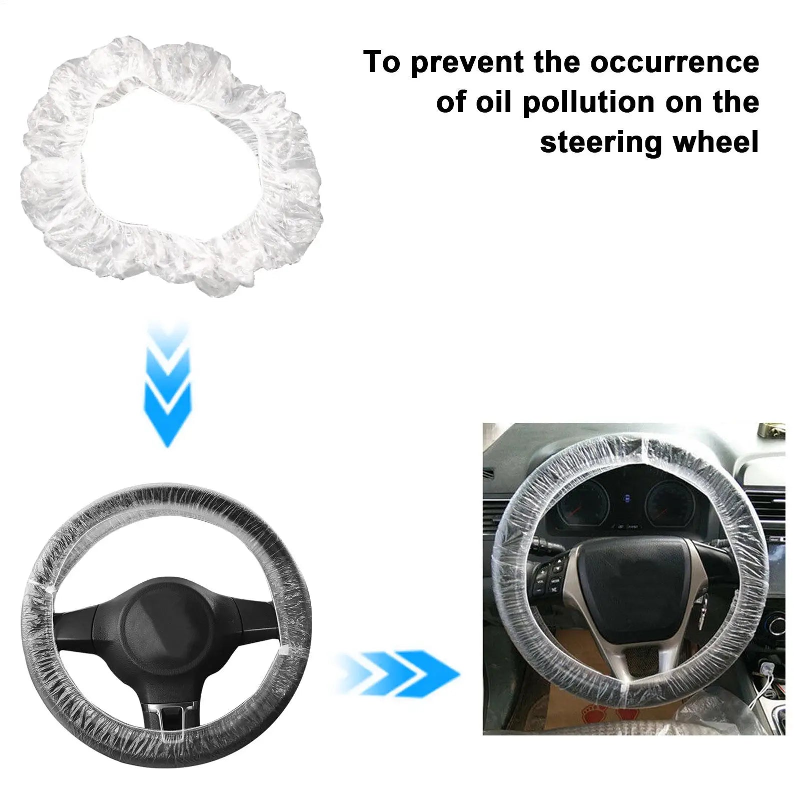 100pcs Disposable Steering Wheel Covers Waterproof & Anti-Slip Protectors for Car Truck, Mechanics, Valet & Fleet Hygiene Peaceful Pleasures Health and Wellness