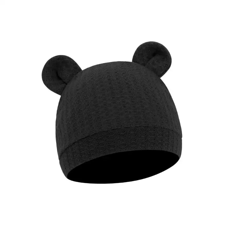 Bear Ear Newborn Baby Hat | Waffle Knit Stretchy Cap 0–24 Months