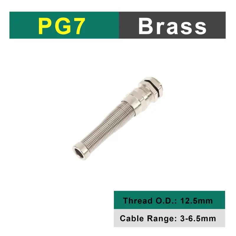 New IP68 Electrical Waterproof Strain Relief Anti-Bending Nickel-Plated Brass Cable Gland Connector Nylon Metal Cord Grips Peaceful Pleasures Health and Wellness PG7x1.5 3-6.5mm