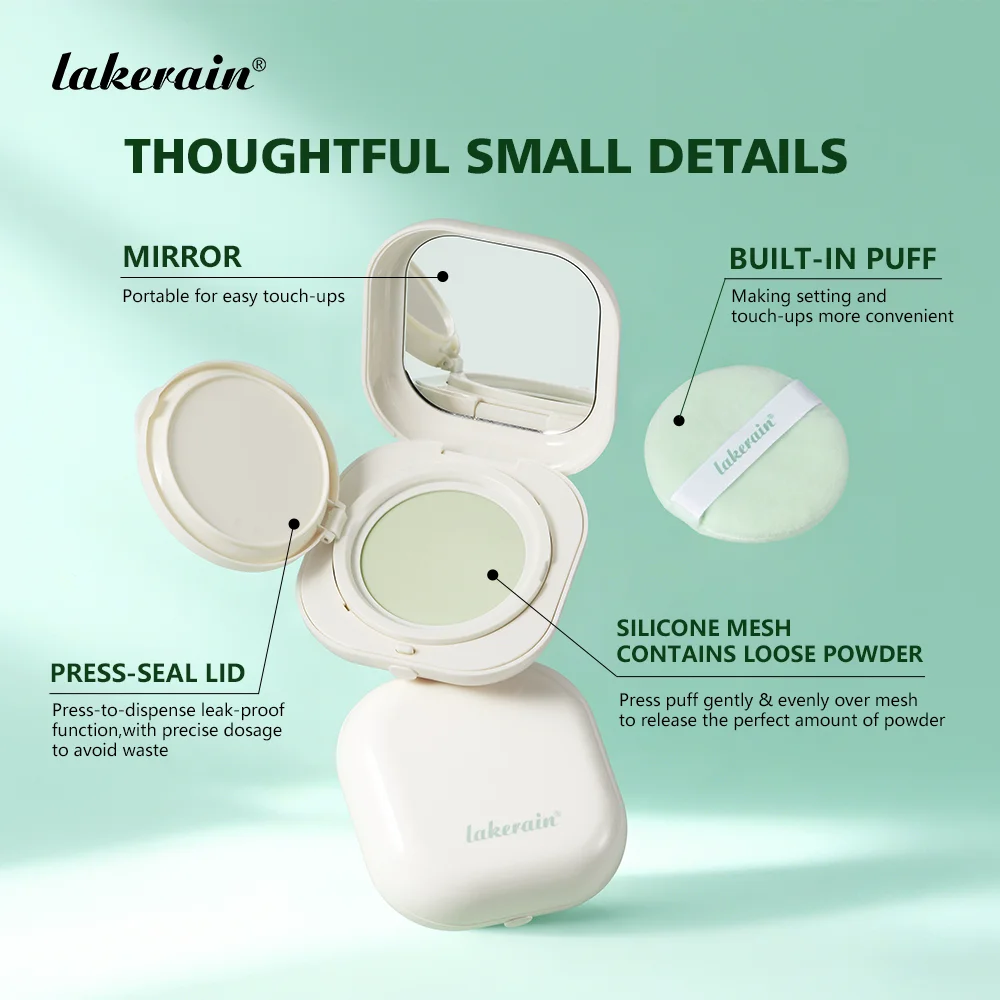 Lakerain Blurring Oil Control Powder Smooth Matte Finish Sweat Humidity Resistant Leak-Proof Design Blurring Hydrating Powder Peaceful Pleasures Health and Wellness