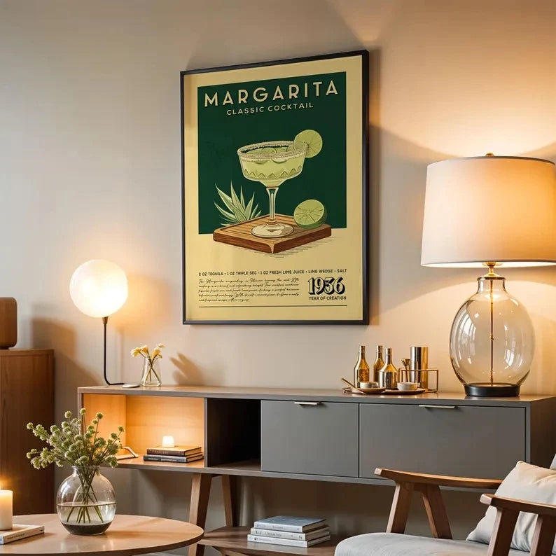 Modern Margarita Cocktail Canvas Wall Art Print | Bar Décor
