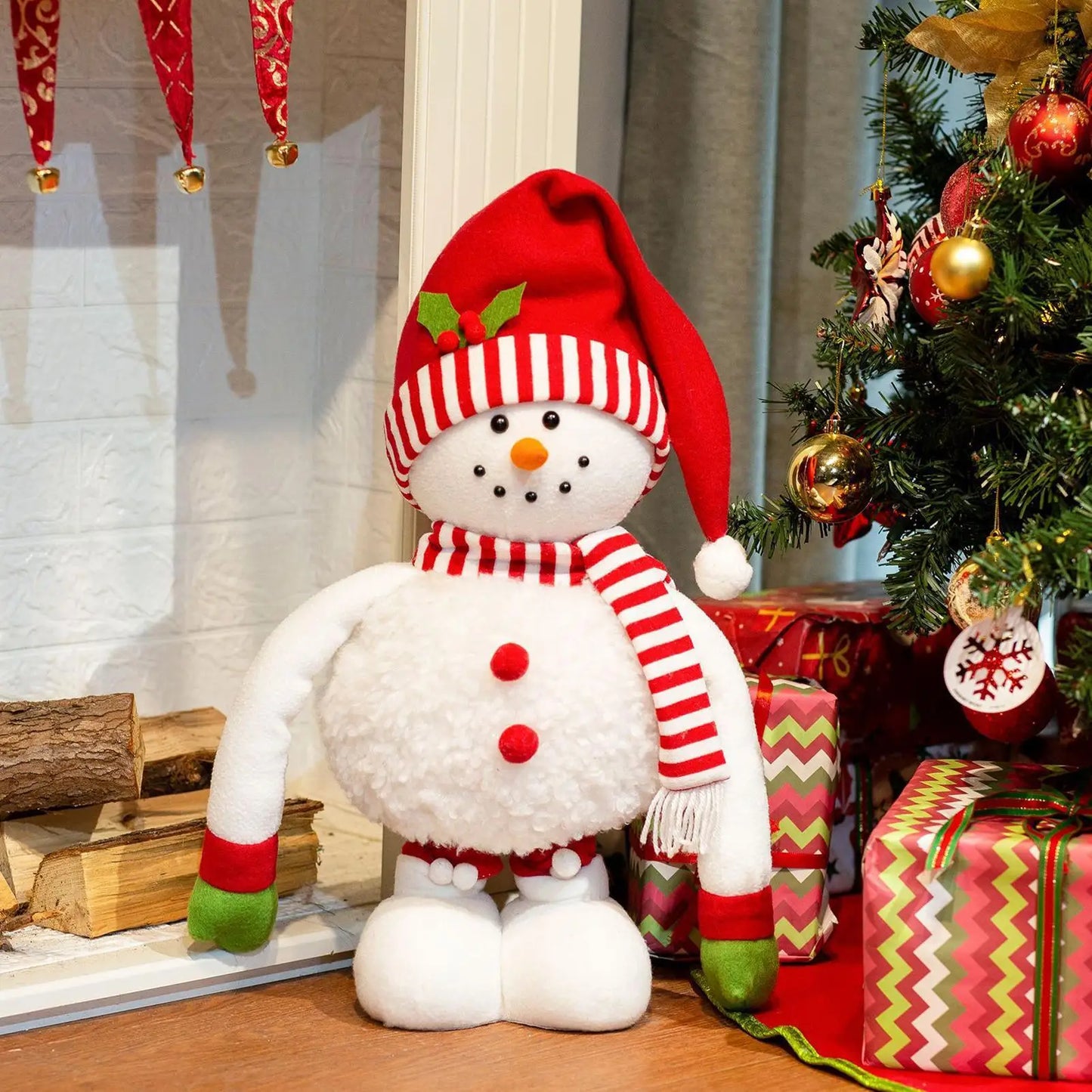 Christmas Plush Standing Snowman Decor | Retractable Leg Centerpiece