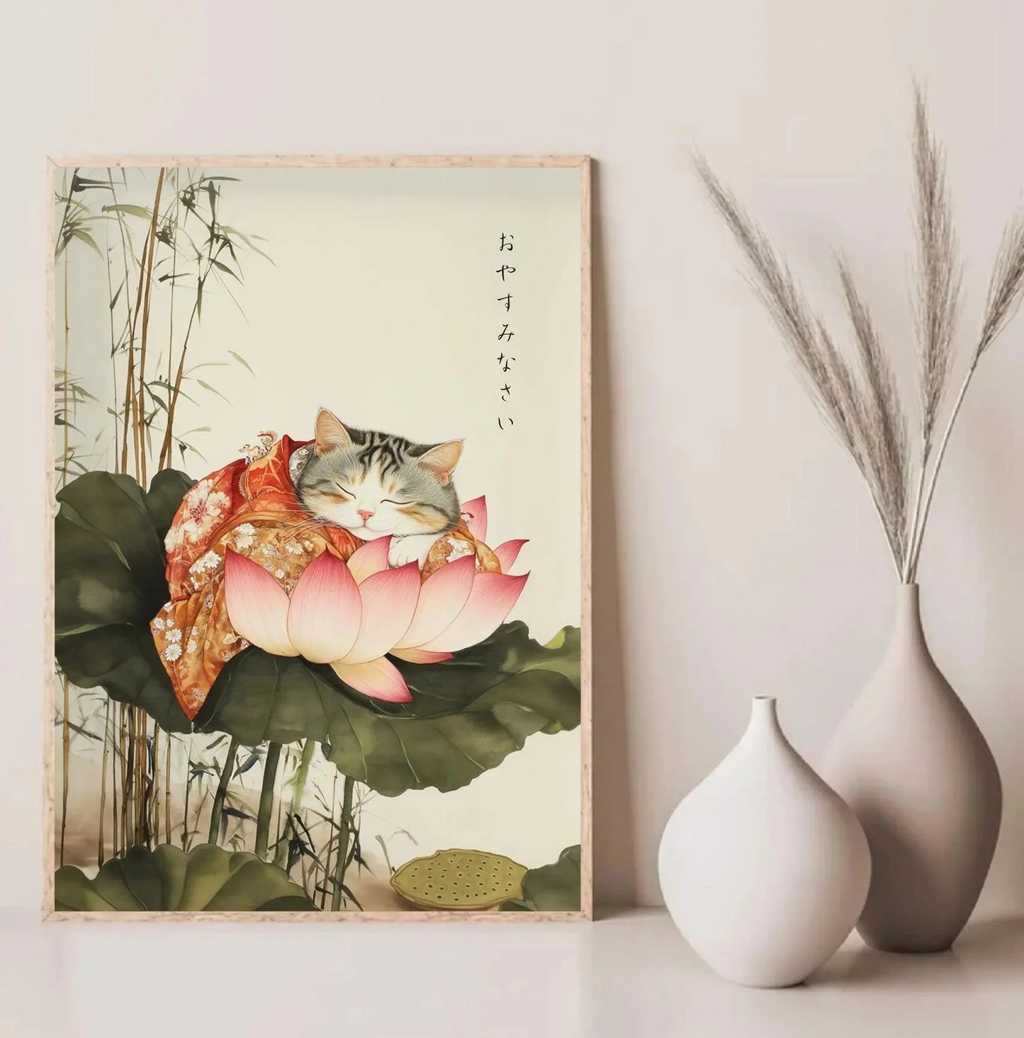 Japanese Cherry Blossom Cat Hot Spring Canvas Wall Art Print Canvas Wall Art Print Peaceful Pleasures Health and Wellness