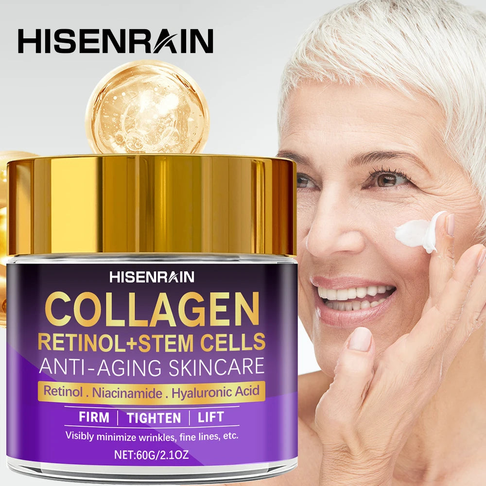 HISENRAIN Premium Collagen & Retinol Face Cream - Anti-Aging Moisturizer for Wrinkle Reduction, Firming & Hydrating Skin. Peaceful Pleasures Health and Wellness
