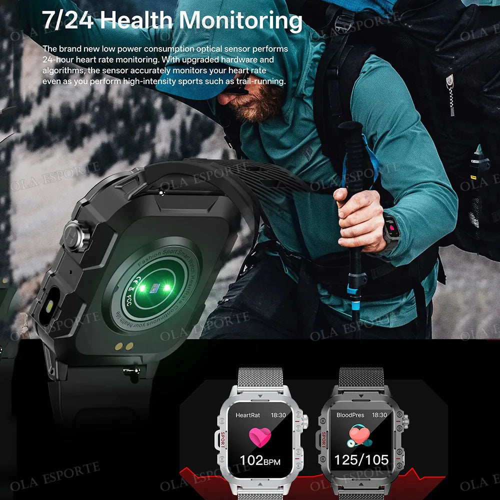 2026 Outdoors Durable Men Sports Smart Watch 1400mAh Battery LED Flashlight Waterproof Bluetooth Call Military Smartwatchs HW12 Peaceful Pleasures Health and Wellness