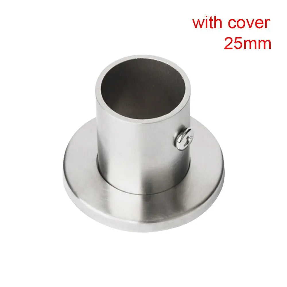 1Pc 19mm-32mm Round Furniture Hardware with Cover Stainless Steel Closet Flange Rod Holder Hang Rod Support Tube Bracket Peaceful Pleasures Health and Wellness 25mm-with cover