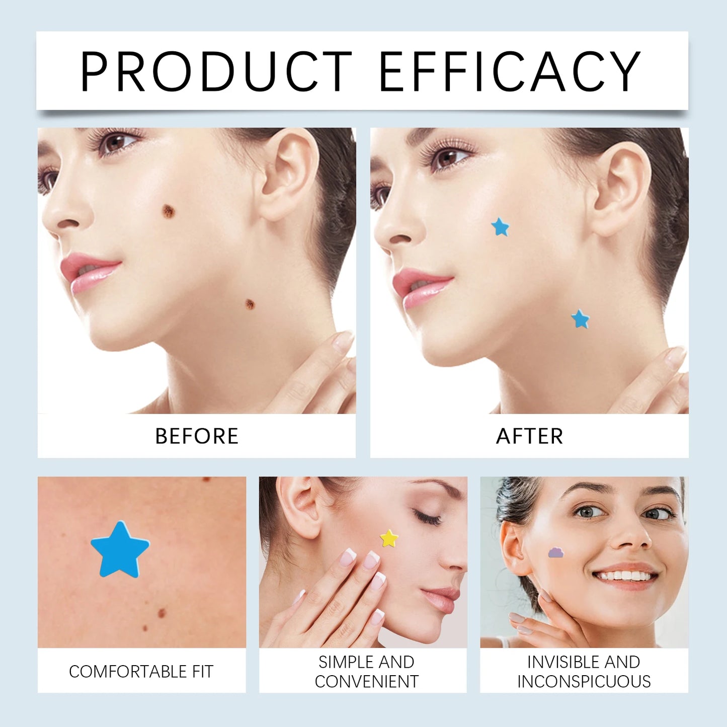 178-Pc Colorful Hydrocolloid Acne Patches – Stars & Clouds
