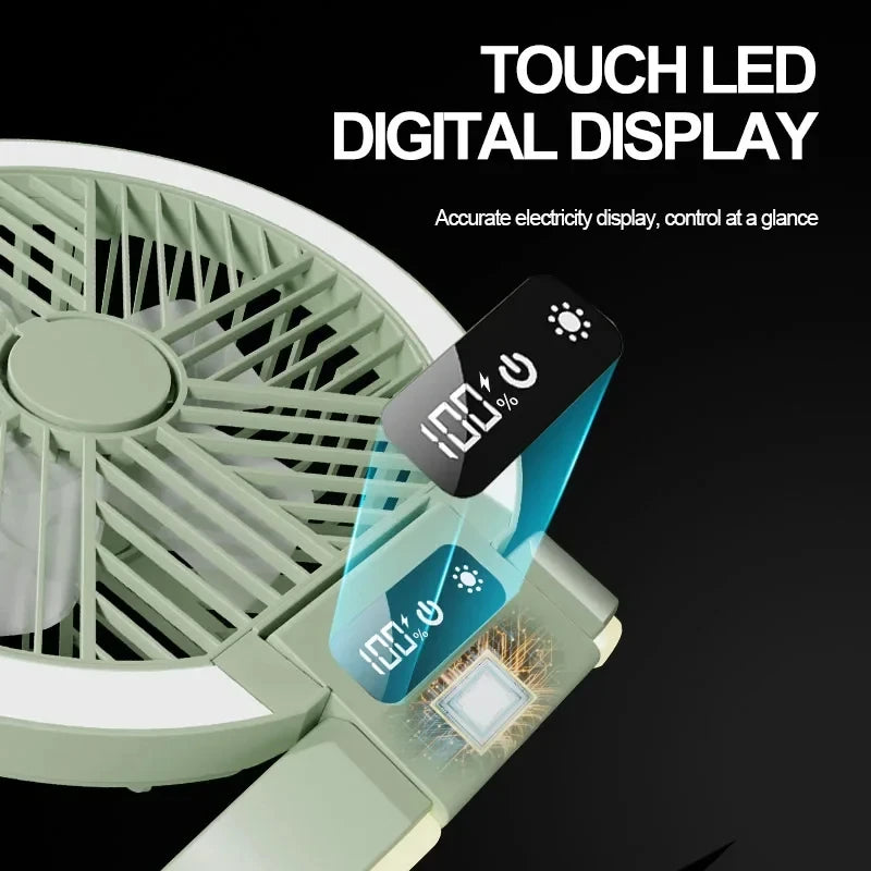 2025 Multi-Functional Electric Fan with LED Display Wireless Portable Home Silent Ventilation Desktop & Wall Mounted Cooling Fan Peaceful Pleasures Health and Wellness