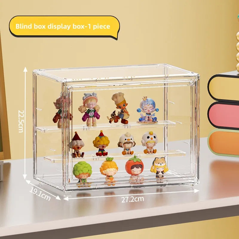 Cargo-Style Clear Display Case for Figures & Badges – Magnetic Opening Door, 2 Design Options, Transparent Storage Box Peaceful Pleasures Health and Wellness A