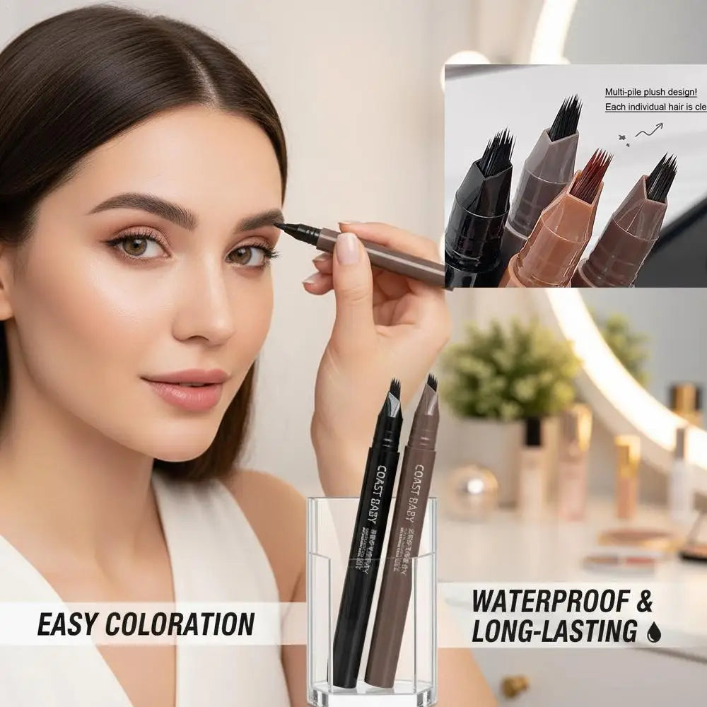 BIOAOUA 4-Pronged Waterproof Liquid Eyebrow Pencil – Long-Lasting
