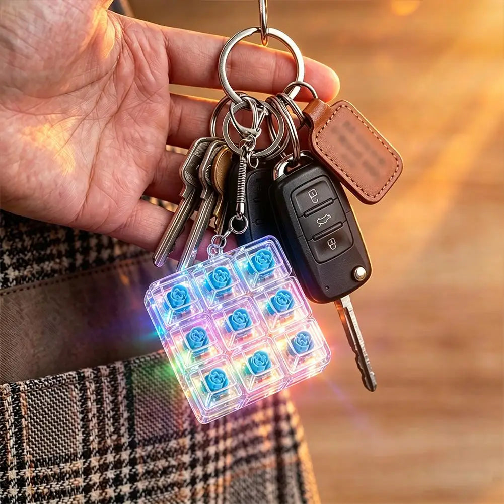 LED Glowing Transparent Switch Tester Keychain Fidget Toy Fingertip Button Stress Relief Clicker Mechanical Keyboard Accessories Peaceful Pleasures Health and Wellness