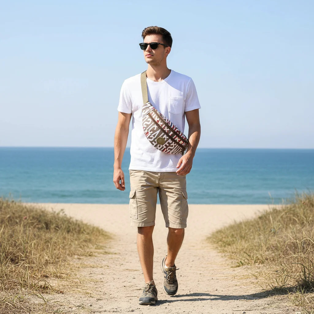 Unisex Crossbody Bag Lightweight Shoulder Waist Pack Outdoor Print Design Peaceful Pleasures Health and Wellness