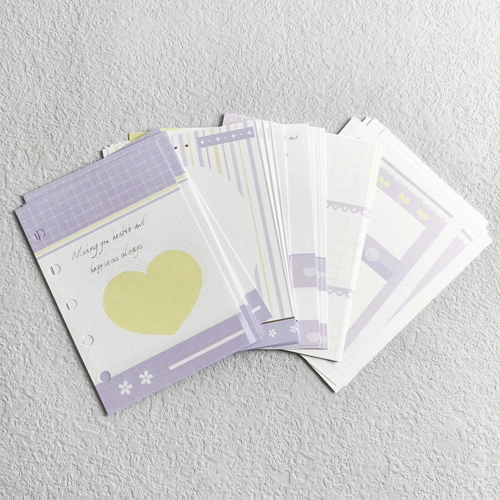50 M5 Hand Account Book Loose Leaf Paper Pink Strawberry Purple Heart