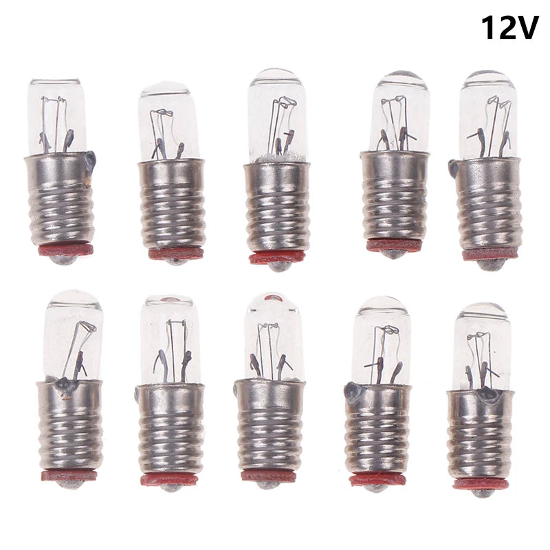 10Pcs/Lot Mini Indicator Light Bulb E5 Screw Mouth Miniature Lamp Light Bulb 6.3V 12V 24V 0.1A Small Bulb Signal Lamp Bead Peaceful Pleasures Health and Wellness 12V