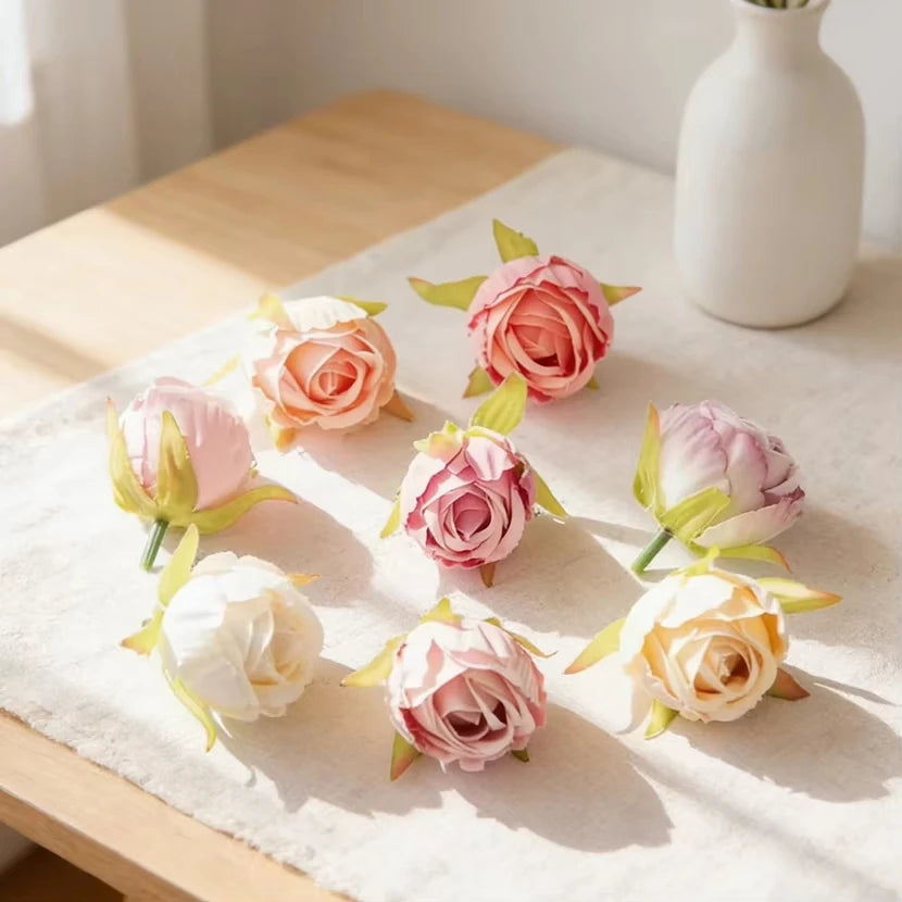 Silk Rose Heads Artificial Flowers 10/50pcs – Wedding & Home Decor