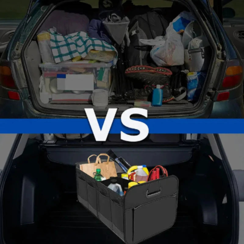 Collapsible Car Trunk Storage Box 600D Oxford Fabric Reinforced Handles Multiple Compartments for SUV Minivan Vehicle Storage Peaceful Pleasures Health and Wellness