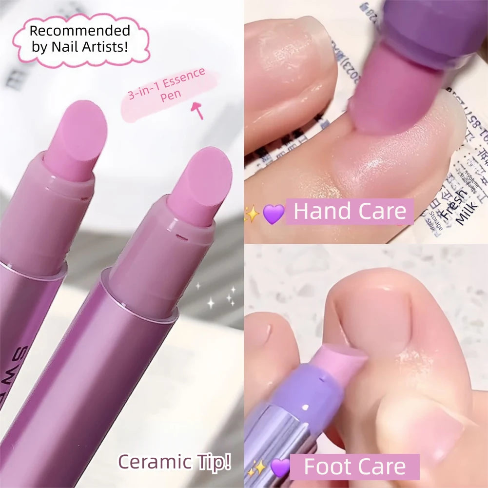 3-in-1 Ceramic Tip Cuticle Oil Pusher Pen | Nail Care Tool