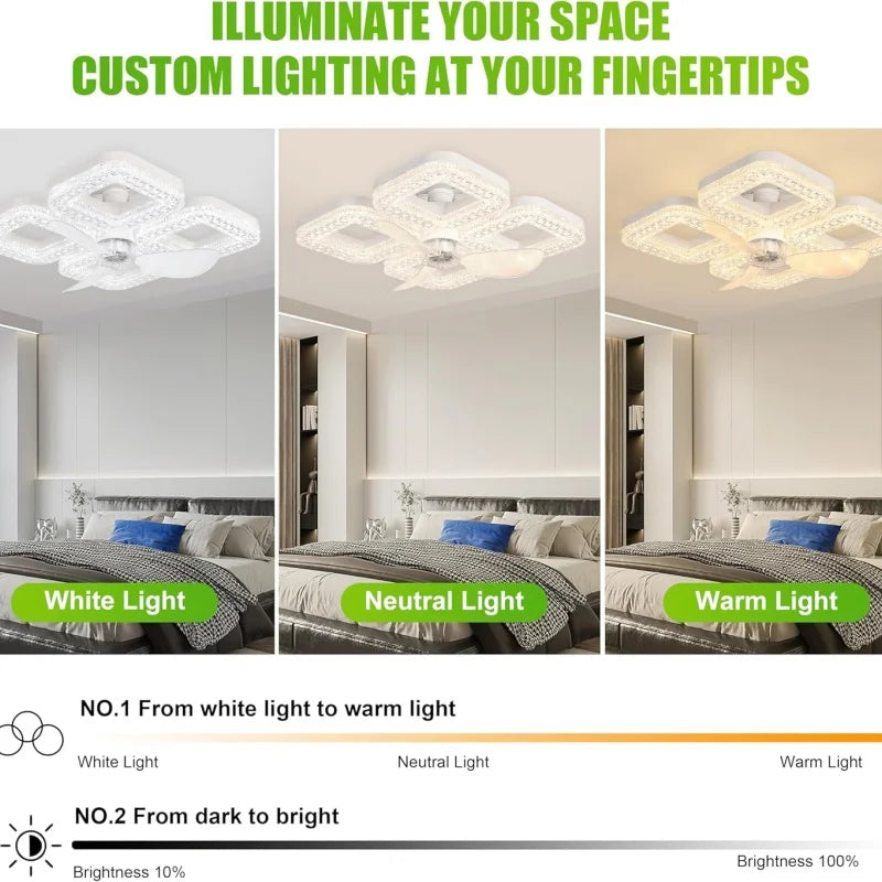 48W Ceiling Fan Light Remote Control | 3 Speeds, Dimmable LED