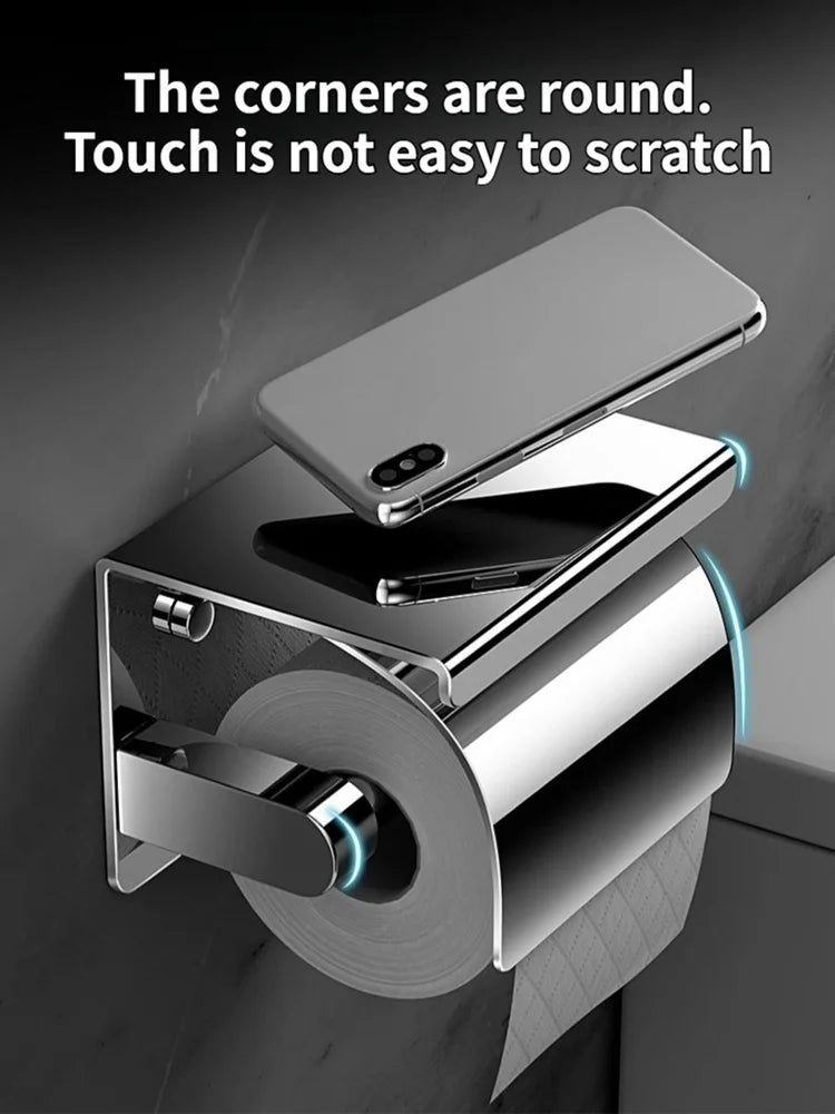 304 Stainless Steel Toilet Paper Holder – Waterproof Wall Mount