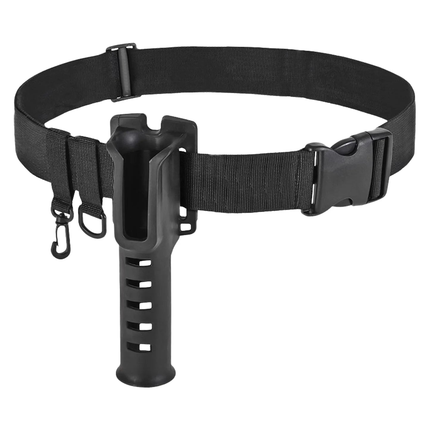 Portable Fishing Rod Holder Belt Snap-on Fishing Rod Holder Belt Pole Inserter for Spinning Casting Reel Surf Kayak Peaceful Pleasures Health and Wellness black