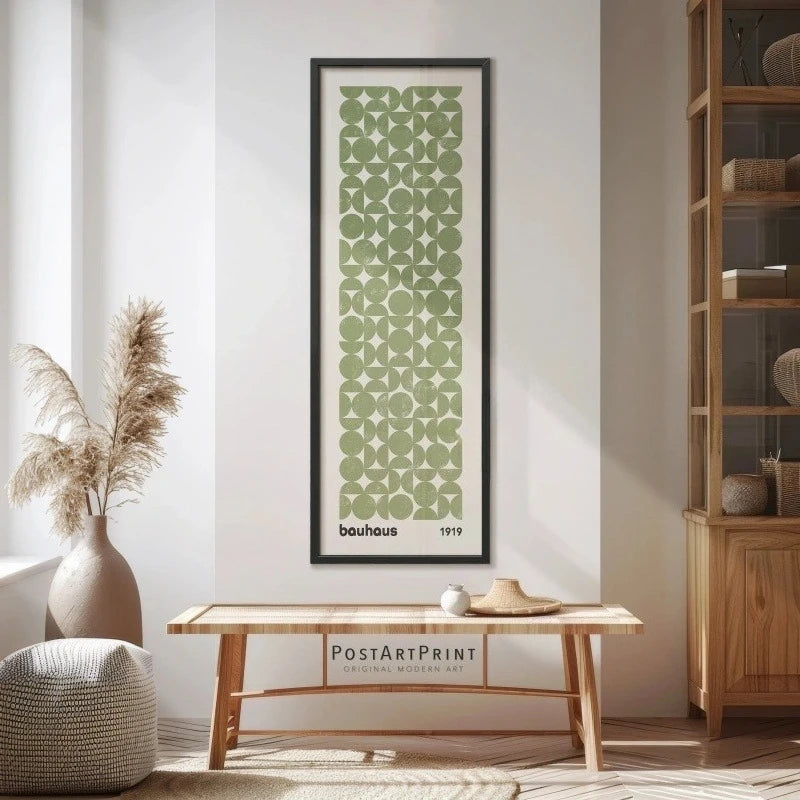Sage Green Bauhaus Frameless Poster, Long Narrow Art, Wide Art Print, Abstract Long Vertical Wall Art, Large Unframed Canvas Peaceful Pleasures Health and Wellness